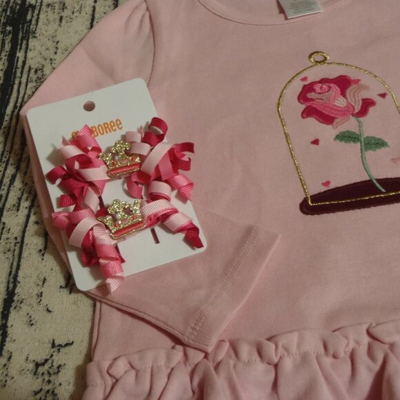 Gymboree Royal Princess 2T Leggings Shirt Hair Curly Clips Outfit NWT - Picture 3 of 3